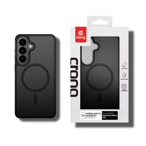 Etui Crong Hybrid Matte Magnetic MagSafe do Samsung Galaxy S26 (czarny)
