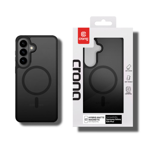 Etui Crong Hybrid Matte Magnetic MagSafe do Samsung Galaxy S26+ Plus (czarny)