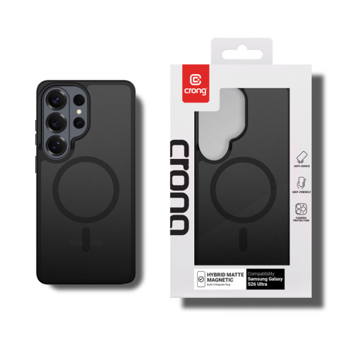 Etui Crong Hybrid Matte Magnetic MagSafe do Samsung Galaxy S26 Ultra (czarny)