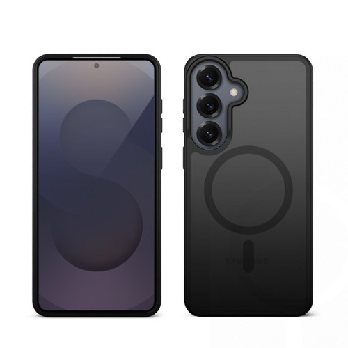 Etui Crong Hybrid Matte Magnetic MagSafe do Samsung Galaxy S25 (czarny)