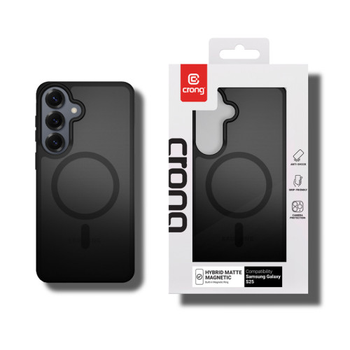 Etui Crong Hybrid Matte Magnetic MagSafe do Samsung Galaxy S25 (czarny)