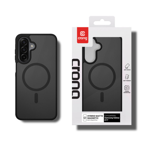 Etui Crong Hybrid Matte Magnetic MagSafe do Samsung Galaxy A17 (czarny)