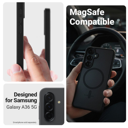 Etui Crong Hybrid Matte Magnetic MagSafe do Samsung Galaxy A36 / A37 (czarny)