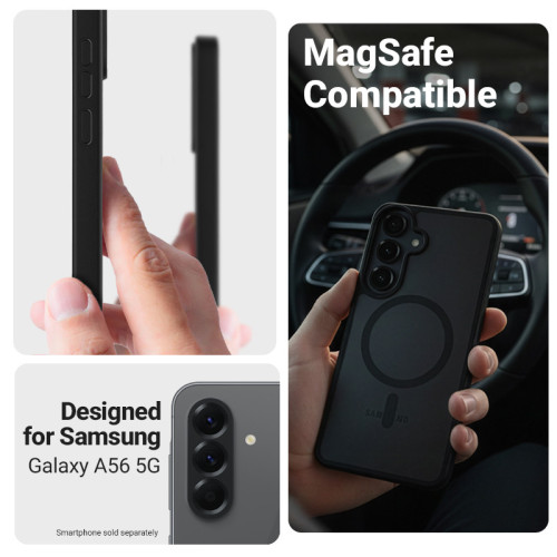 Etui Crong Hybrid Matte Magnetic MagSafe do Samsung Galaxy A56 (czarny)