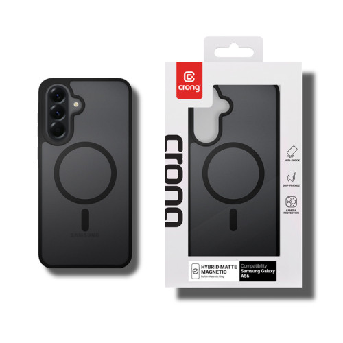 Etui Crong Hybrid Matte Magnetic MagSafe do Samsung Galaxy A56 (czarny)