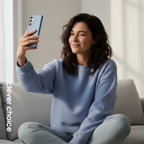 Etui Crong Hybrid Matte Magnetic MagSafe do Samsung Galaxy S26 (niebieski)