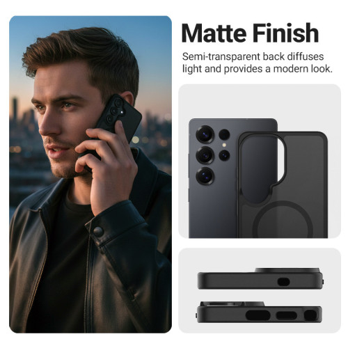 Etui Crong Hybrid Matte Magnetic MagSafe do Samsung Galaxy S26 Ultra (szary)