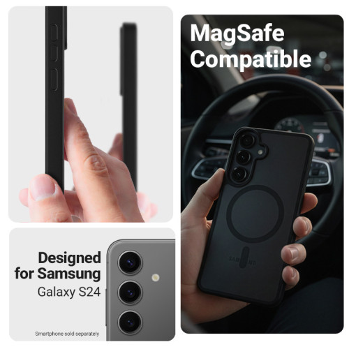 Etui Crong Hybrid Matte Magnetic MagSafe do Samsung Galaxy S24 (czarny)