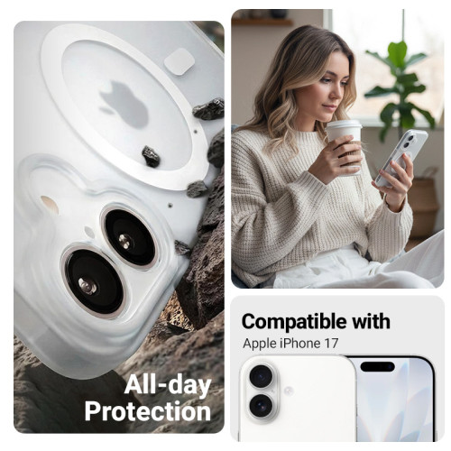 Crong Hybrid Matte Magnetic MagSafe case for Apple iPhone 17 (white)