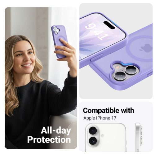Etui Crong Hybrid Matte Magnetic MagSafe do Apple iPhone 17 (lawendowy)