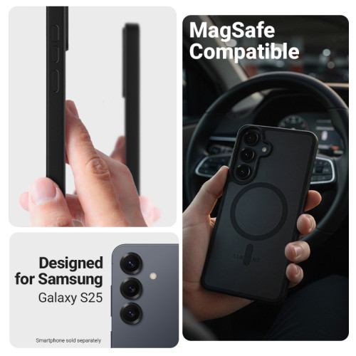 Etui Crong Hybrid Matte Magnetic MagSafe do Samsung Galaxy S25 (biały)