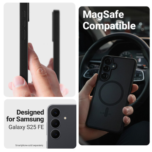 Etui Crong Hybrid Matte Magnetic MagSafe do Samsung Galaxy S25 FE (czarny)