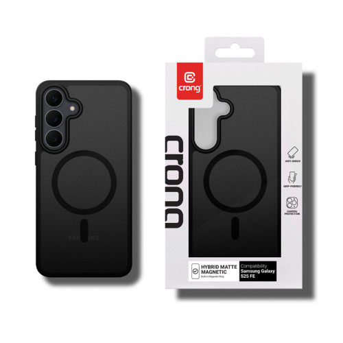 Etui Crong Hybrid Matte Magnetic MagSafe do Samsung Galaxy S25 FE (czarny)