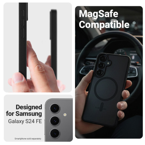 Etui Crong Hybrid Matte Magnetic MagSafe do Samsung Galaxy S24 FE (czarny)