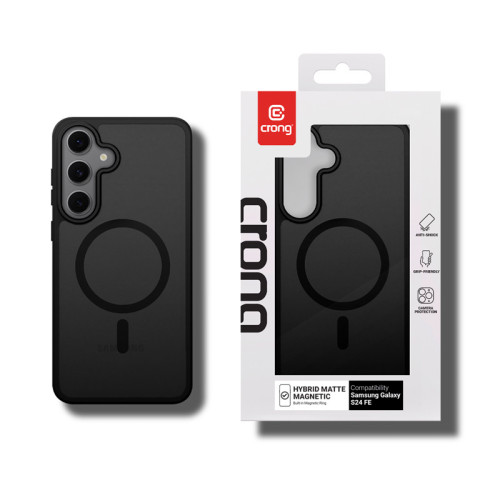 Etui Crong Hybrid Matte Magnetic MagSafe do Samsung Galaxy S24 FE (czarny)