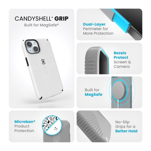 Etui Speck Candyshell Grip MagSafe do Apple iPhone 17e / 16e / 15 / 14 / 13 (White / Black)