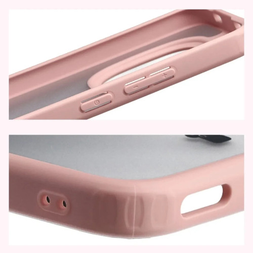 Etui + szkło hartowane Bizon Angelo Pack do Xiaomi Redmi Note 15 Pro 5G, przydymione z jasnoróżową ramką