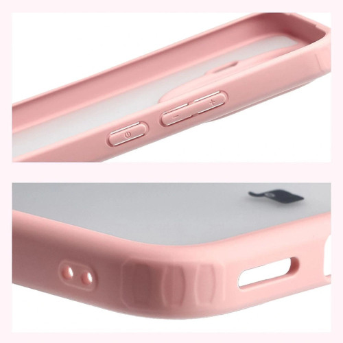 Etui + szkło hartowane Bizon Angelo Pack do Xiaomi 15T Pro, przydymione z jasnoróżową ramką