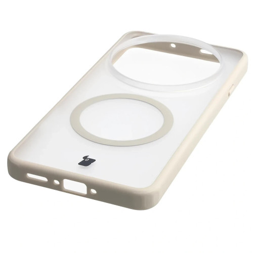 Etui z pierścieniem magnetycznym Bizon Case MatteO do Oppo Find X9 Ultra, przydymione-beżowe