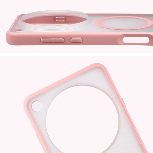 Etui z pierścieniem magnetycznym Bizon Case MatteO do Oppo Find X9 Ultra, przydymione-jasnoróżowe