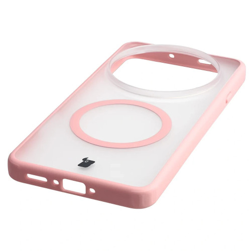 Etui z pierścieniem magnetycznym Bizon Case MatteO do Oppo Find X9 Ultra, przydymione-jasnoróżowe