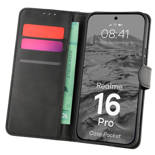 Etui z klapką Bizon Case Pocket do Realme 16 Pro 5G, czarne