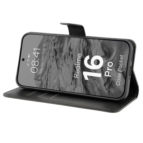 Etui z klapką Bizon Case Pocket do Realme 16 Pro 5G, czarne