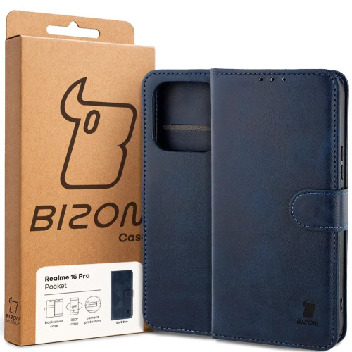 Etui z klapką Bizon Case Pocket do Realme 16 Pro 5G, granatowe