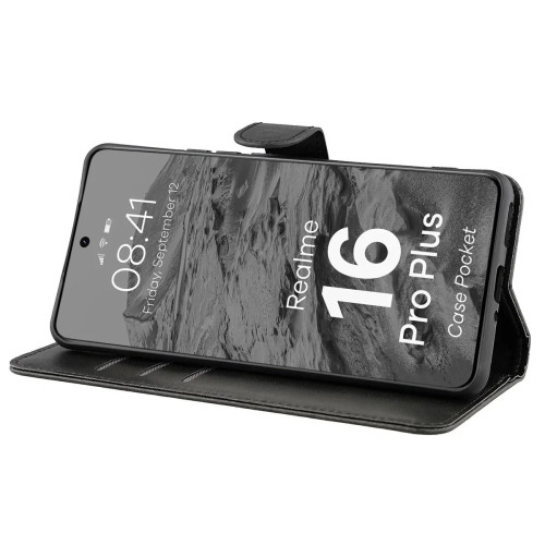 Etui z klapką Bizon Case Pocket do Realme 16 Pro Plus 5G, czarne