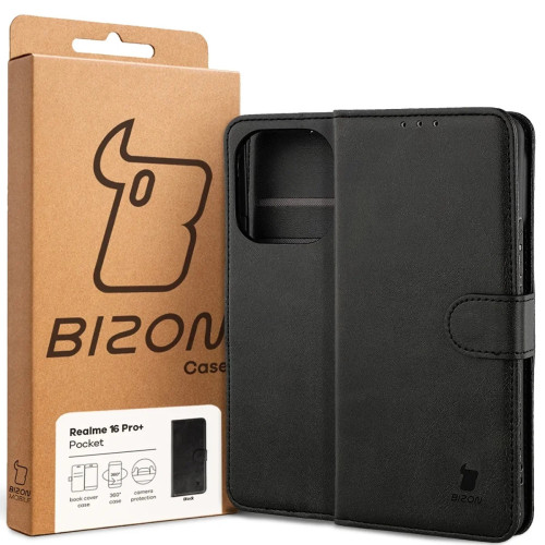 Etui z klapką Bizon Case Pocket do Realme 16 Pro Plus 5G, czarne