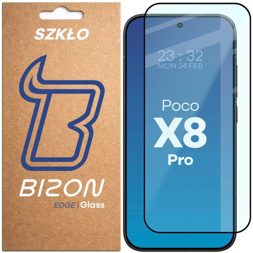 Szkło hartowane Bizon Glass Edge do Xiaomi POCO X8 Pro, czarna ramka