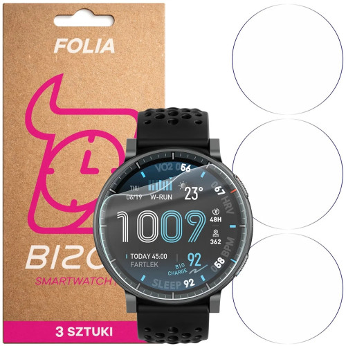 Folia ochronna na ekran zegarka Bizon Watch Film HydroFlex do Amazfit Active Max, 3 sztuki