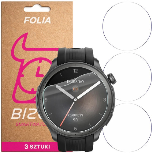 Folia ochronna na ekran zegarka Bizon Watch Film HydroFlex do Amazfit Balance, 3 sztuki