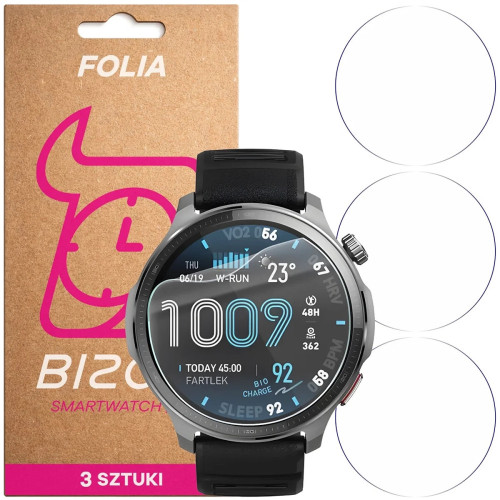 Folia ochronna na ekran zegarka Bizon Watch Film HydroFlex do Amazfit Balance 2, 3 sztuki