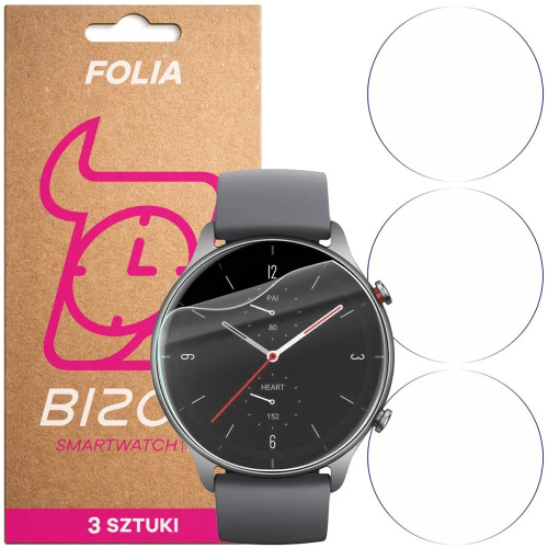 Folia ochronna na ekran zegarka Bizon Watch Film HydroFlex do Amazfit GTR 2E, 3 sztuki