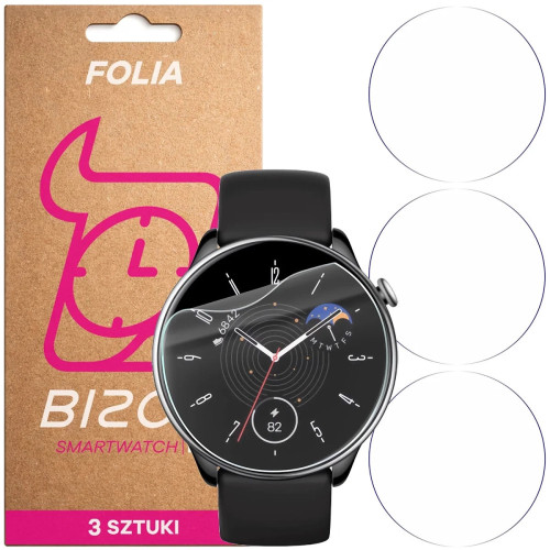 Folia ochronna na ekran zegarka Bizon Watch Film HydroFlex do Amazfit GTR Mini, 3 sztuki