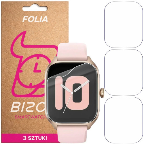 Folia ochronna na ekran zegarka Bizon Watch Film HydroFlex do Amazfit GTS 4, 3 sztuki