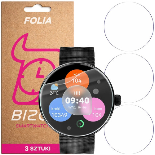 Folia ochronna na ekran zegarka Bizon Watch Film HydroFlex do Forever Forevive 5, 3 sztuki