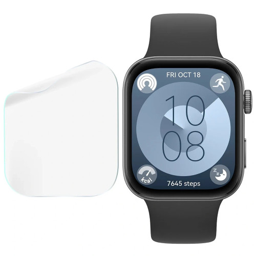 Folia ochronna na ekran zegarka Bizon Watch Film HydroFlex do Huawei Watch Fit 3, 3 sztuki