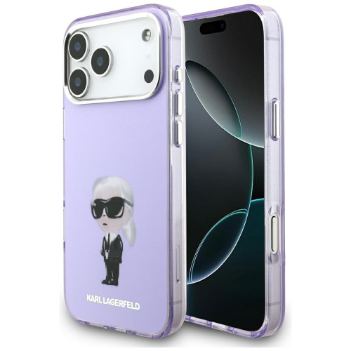 Karl Lagerfeld IML Aquarelle Karl & Choupette & Logo MagSafe tok iPhone 17 Pro Max lila színben