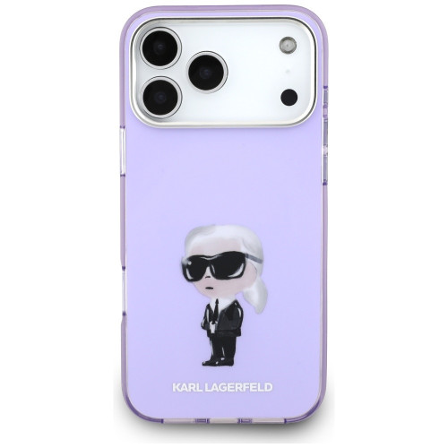 Karl Lagerfeld IML Aquarelle Karl & Choupette & Logo MagSafe tok iPhone 17 Pro Max lila színben