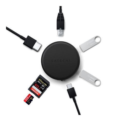 Satechi OntheGo 7-in-1 Multiport Adapter - mobile device adapter (USB-C PD, 2x USB-A, HDMI 4K, Ethernet, card reader)