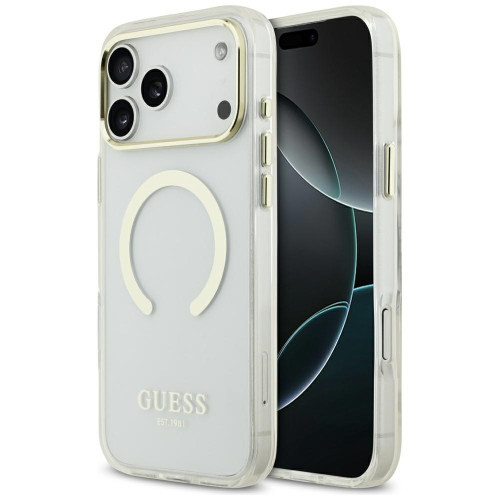 Etui Guess Metal Outline MagSafe pentru iPhone 17 Pro Max aurie