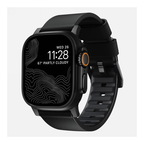 NOMAD Active Band Pro - wodoodporny skórzany pasek do Apple Watch 46mm/49mm (black active leather, black hardware)