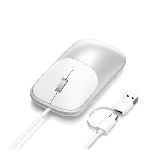 Satechi Slim LX Wired Mouse - USB-A/USB-C optical mouse (silver)