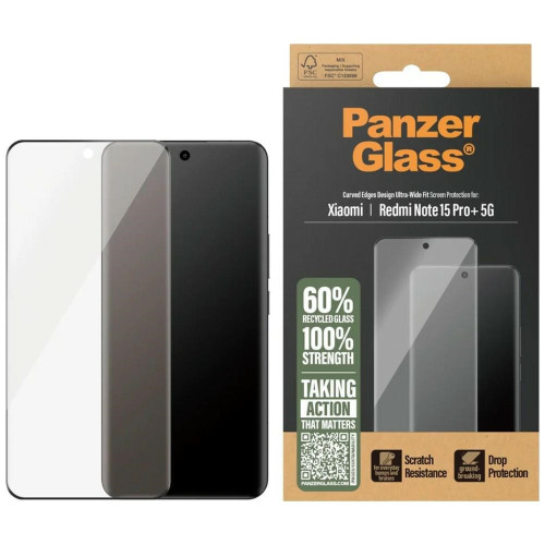 Tempered glass PanzerGlass Ultra-Wide Fit for Xiaomi Redmi Note 15 Pro+ 5G