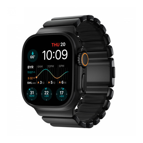 NOMAD Stratos Band - tytanowa bransoleta do Apple Watch 49mm z FKM (black titanium, black FKM)