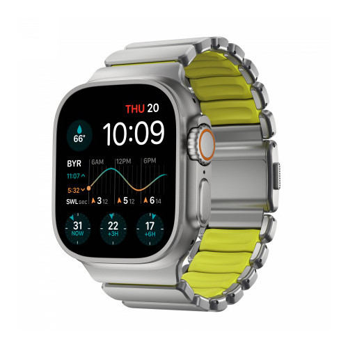 NOMAD Stratos Band - tytanowa bransoleta do Apple Watch 49mm z FKM (natural titanium, volt FKM)