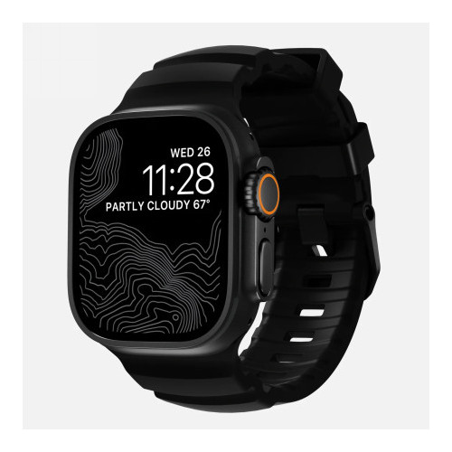 NOMAD Rocky Point Band - pasek do Apple Watch 46mm/49mm z FKM oraz tytanu (carbon black, black hardware)