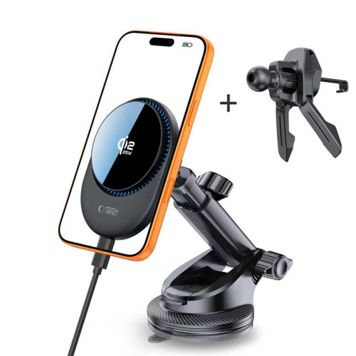 Tech-protect V21 Magnetic Magsafe Dashboard & Vent Car Mount Wireless Charger 25w Qi2.2 Black